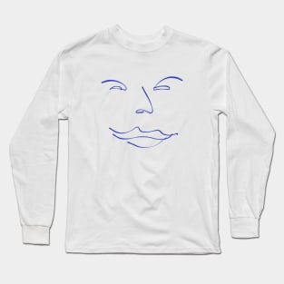 Smug Mischief Face Line Drawing Long Sleeve T-Shirt